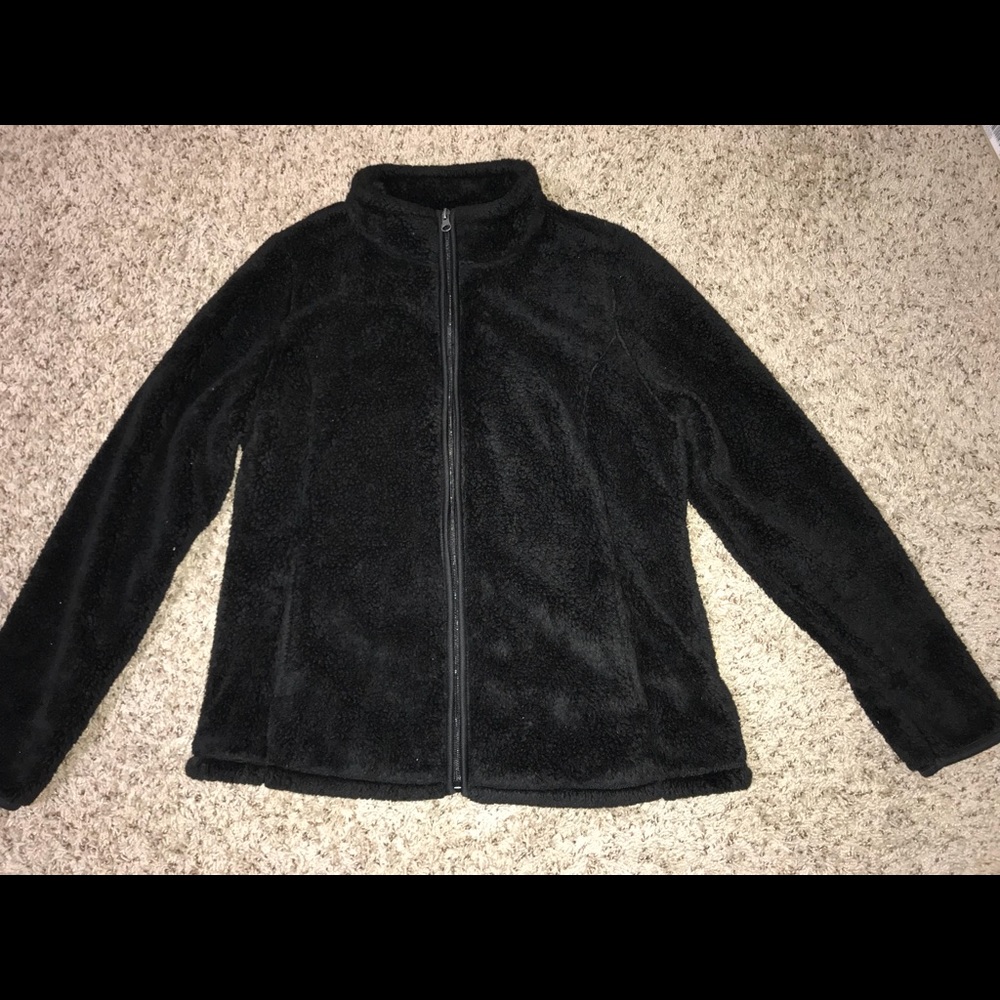 women’s fuzzy black sweater